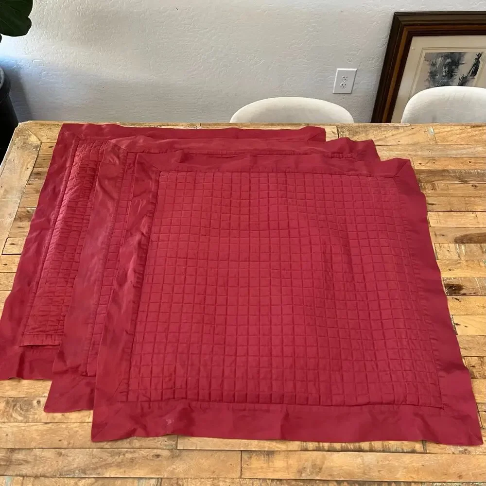 Signoria Firenze Quilted Square Pillow Shams Set of 3 25 x 25 in Maroon Cotton